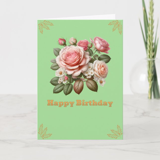 Happy Birthday Beautiful Roses Card (Front)