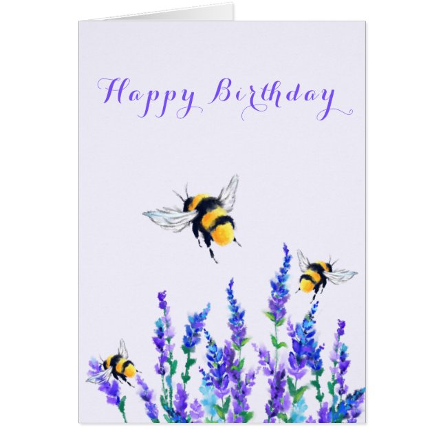 Happy Birthday - Beautiful Spring Flowers and Bees (Front)