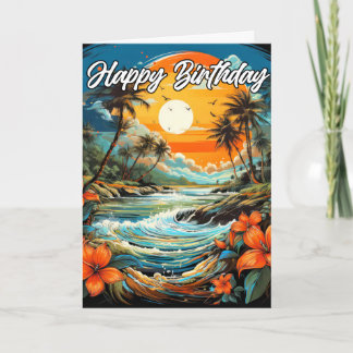 Happy Birthday Beautiful Tropical Ocean Card