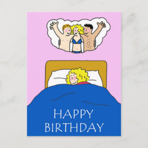 Happy Birthday, Bedroom Fantasy Humour for Her. Postcard