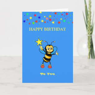 Happy Birthday Bee & Stars Card
