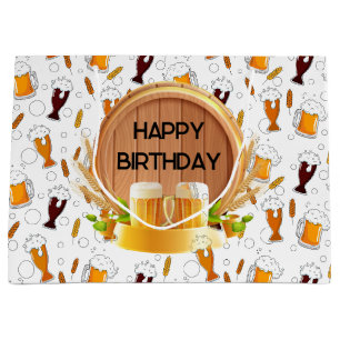 Happy Birthday Beer  Large Gift Bag