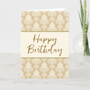 Happy Birthday Beige Vintage Paper Card