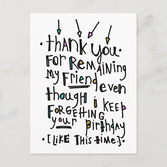 Happy Birthday (Belated) Postcard (Front)