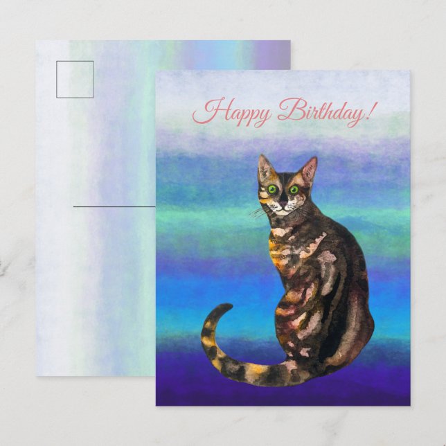 Happy Birthday Bengal Cat Greeting Card (Front/Back)