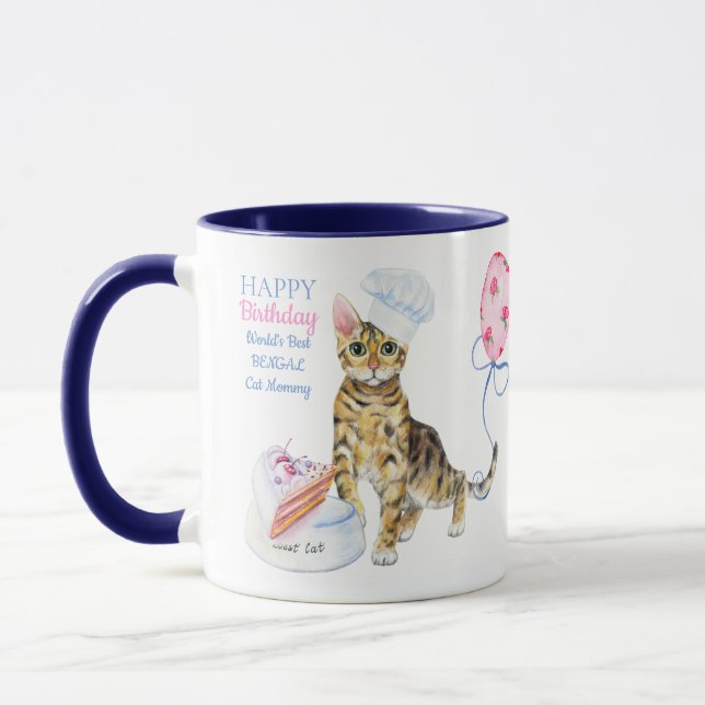 Happy Birthday Bengal Cat Mum - Personalised Gift Mug (Left)