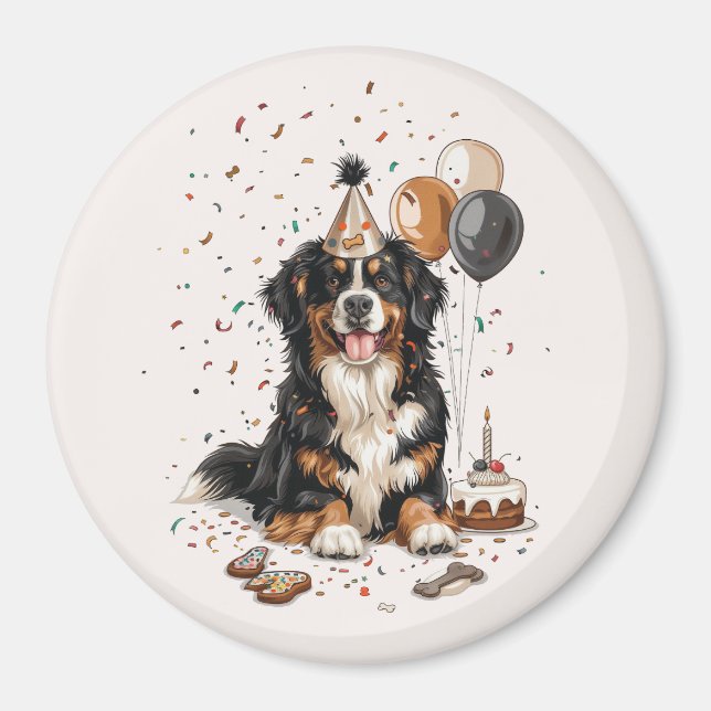 Happy Birthday Bernese Mountain Dog Magnet (Front)