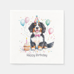 Happy Birthday Bernese Mountain Dog Napkin