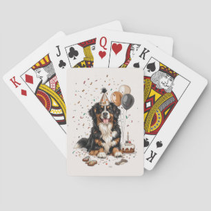 Happy Birthday Bernese Mountain Dog Playing Cards