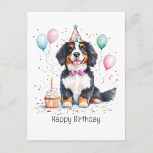 Happy Birthday Bernese Mountain Dog Postcard