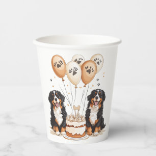Happy Birthday Bernese Mountain Dogs Paper Cups