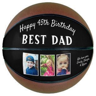 Happy Birthday Best Dad 3 Photo Collage Black Basketball