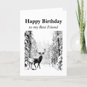 Happy Birthday Best Friend Vintage Stag, Deer Card