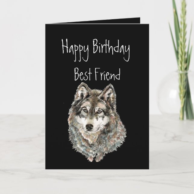 Happy Birthday, Best Friend, Wolf, Wolves, Animal Card (Front)