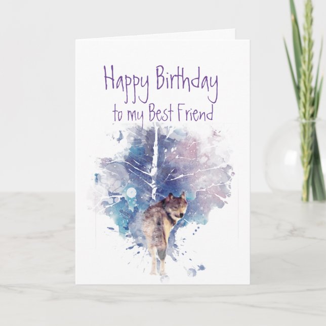 Happy Birthday, Best Friend Wolf, Wolves Card (Front)