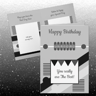 Happy Birthday best Grandad grey and black Card