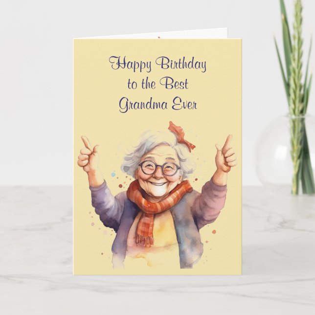 Happy Birthday Best Grandma Ever Fun Card (Front)