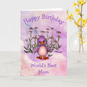 Happy Birthday Best Mum Cute Bird Card