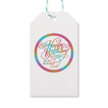 Happy Birthday Best Wishes Rainbow Glow | Gift Tag
