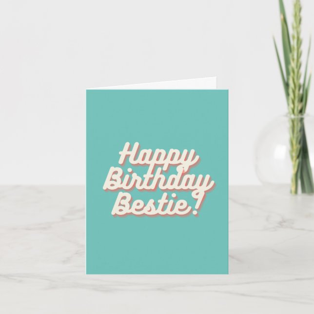 Happy Birthday Bestie | Aquamarine Card (Front)