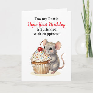 Happy Birthday Bestie Cute Mouse Card