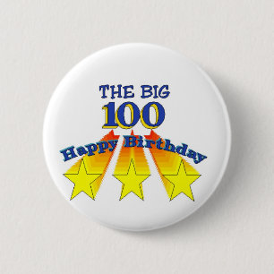Happy Birthday Big 100 6 Cm Round Badge