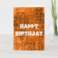 Happy Birthday Big Bold Numbers on Brownish Orange