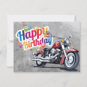 Happy birthday! biker postcard