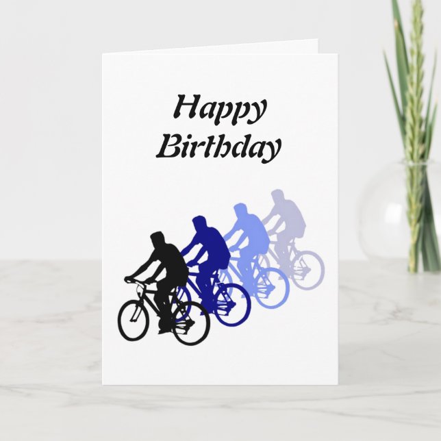 Happy Birthday Biking Design Card (Front)