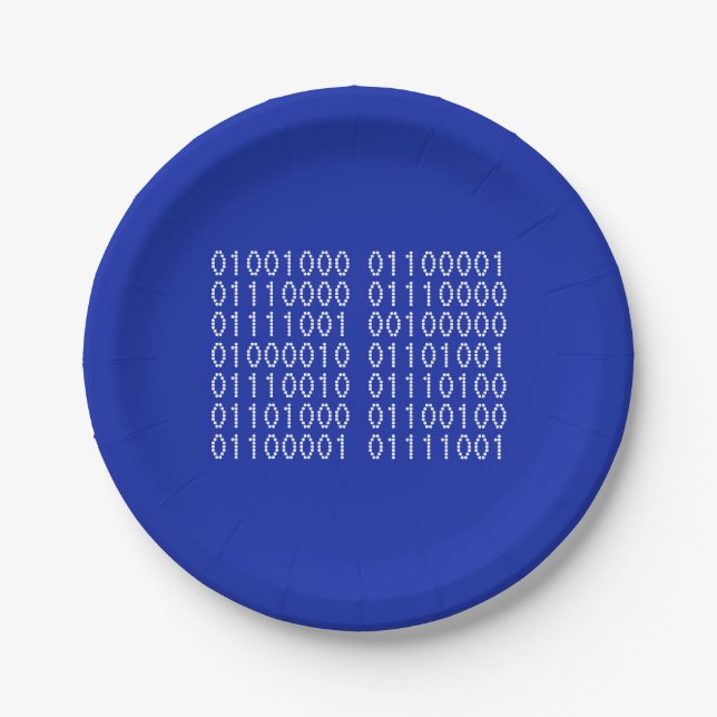 Happy Birthday  Binary Code Your Colours Paper Plate (Front)