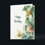 Happy Birthday Bird Lover Watcher Birding Fan Card<br><div class="desc">Happy Birthday Bird Lover Watcher Birding Fan,  with a watercolor bird sitting in the trees.  Perfect for a bird-watching,  bird-loving friend.</div>