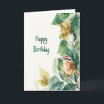 Happy Birthday Bird Lover Watcher Birding Fan Card<br><div class="desc">Happy Birthday Bird Lover Watcher Birding Fan,  with a watercolor bird sitting in the trees.  Perfect for a bird-watching,  bird-loving friend.</div>
