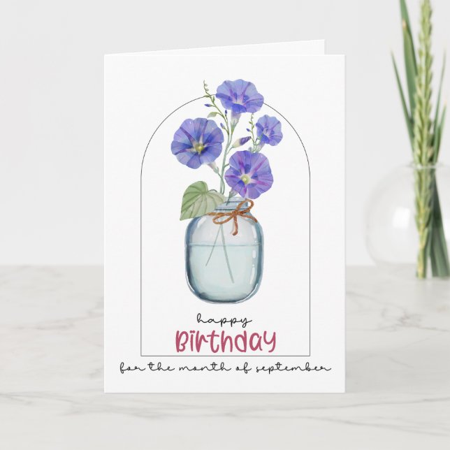 Happy Birthday Birth Month Flower Morning Glory Thank You Card (Front)