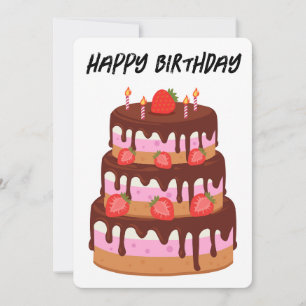 Happy Birthday Birthday Cake Holiday Card