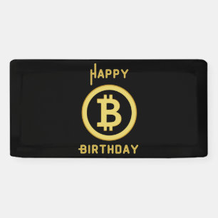 Happy Birthday Bitcoin Gold 2x1 Vinyl Banner