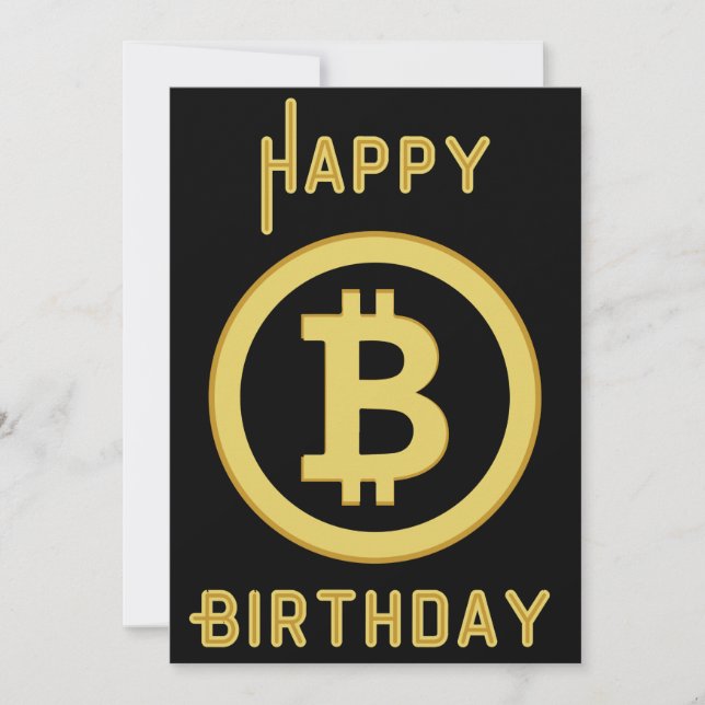 Happy Birthday Bitcoin Gold Invitation (Front)