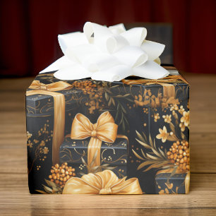 Happy Birthday Black and Gold Any Age Wrapping Paper