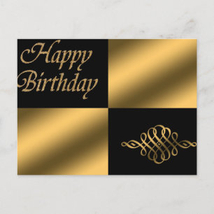 Happy Birthday Black and Gold  Postcard