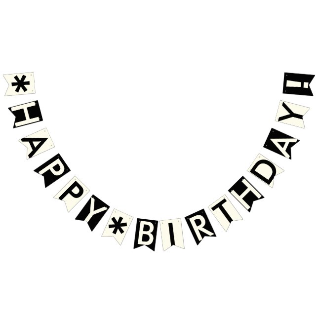 HAPPY BIRTHDAY BLACK AND IVORY WHITE BUNTING  (All)