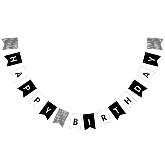 Happy Birthday Black and White Bunting (All)