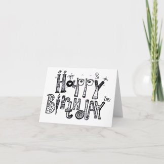 HAPPY BIRTHDAY BLACK AND WHITE CARD