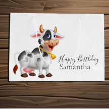 Happy Birthday black and white Cow