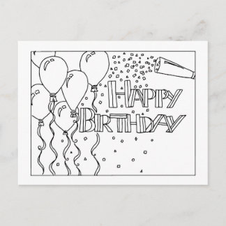 Happy Birthday Black and White Postcard