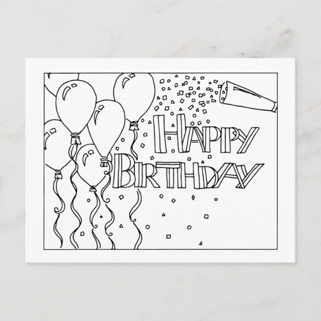 Happy Birthday Black and White Postcard (Front)