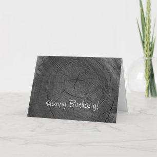 Happy Birthday black and white tree rings Card