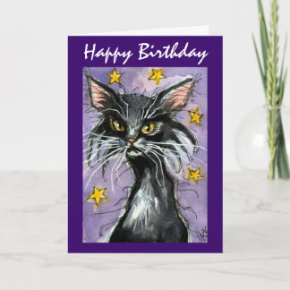 Happy Birthday Black Cat greeting card