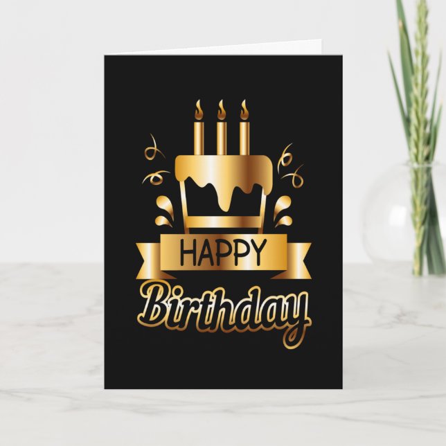 Happy Birthday - Black & Gold 2 Card (Front)