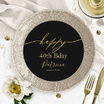 Happy Birthday Black Gold Charger Insert Card<br><div class="desc">Looking for a simple and stylish calligraphy charger insert card? Look no further! I provide a complimentary customisation service,  so feel free to reach out to me with any queries or special requirements.</div>