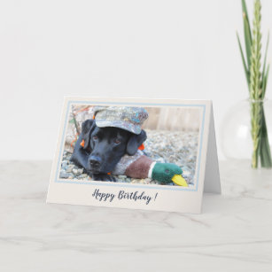 Happy Birthday Black Labrador Cute Duck Dog Card
