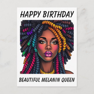 Happy Birthday black melanin woman birthday card